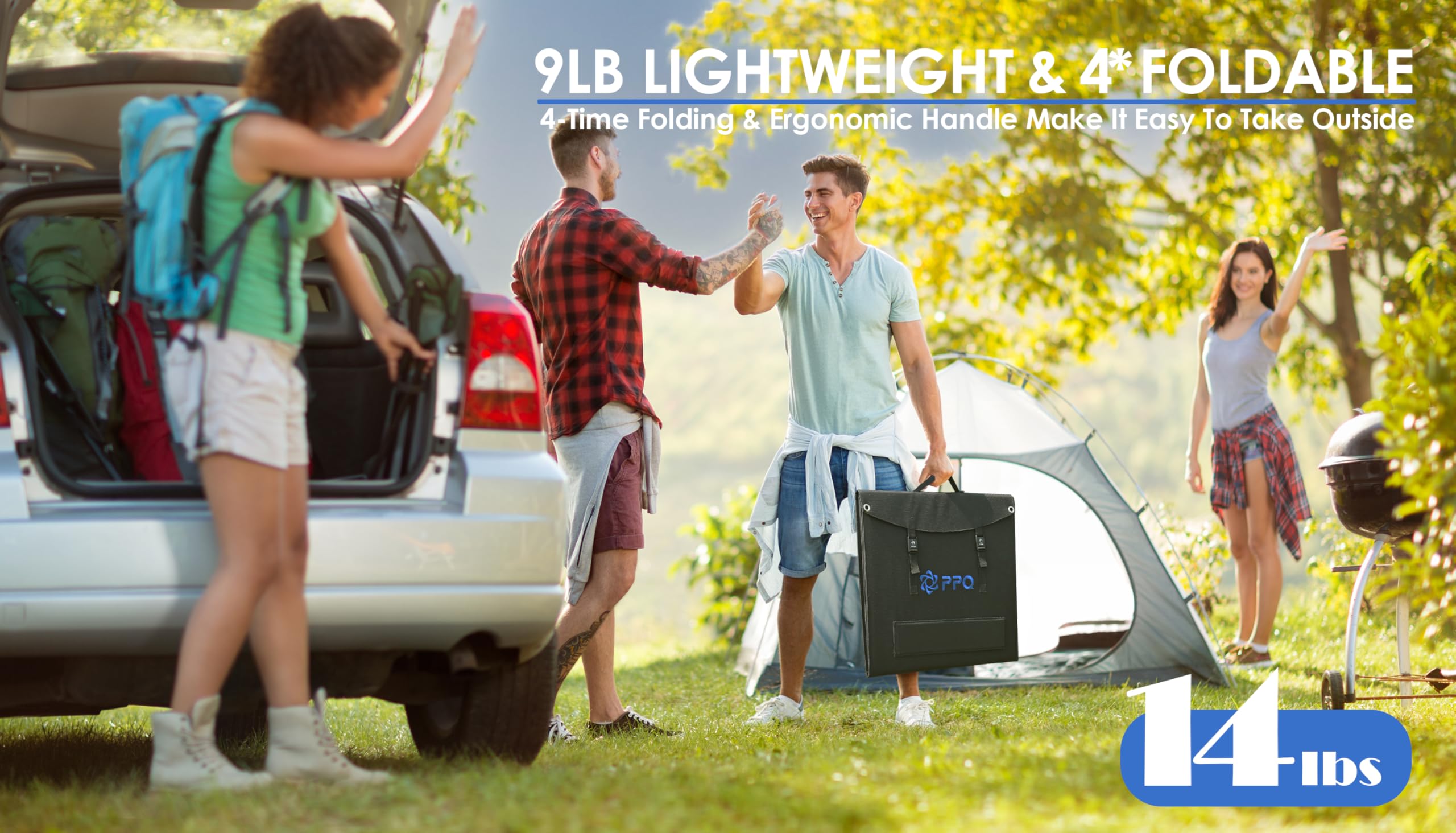 200W Portable Solar Panel Kit, Foldable Solar Charger for Camping and RV