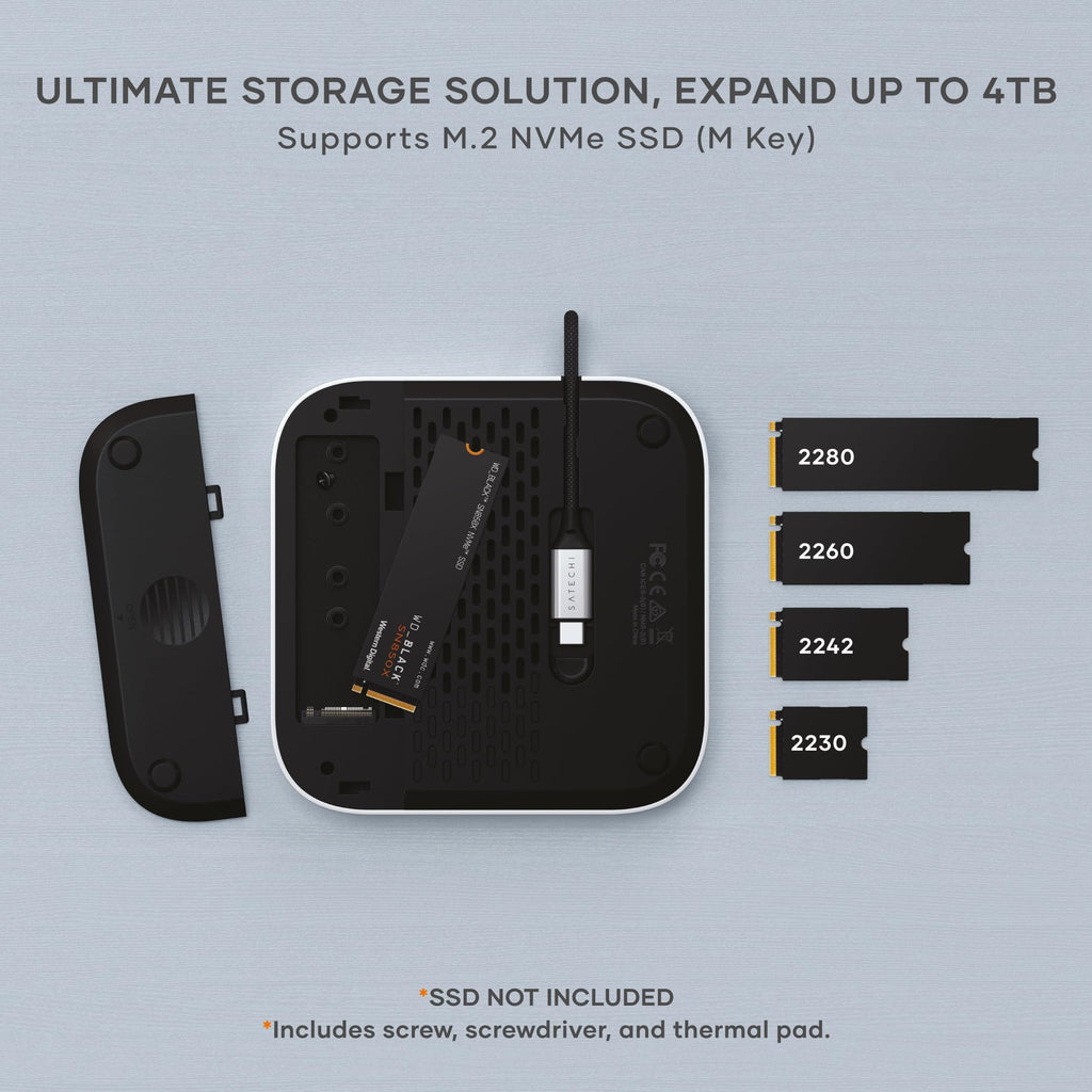 Satechi Mac mini M6, M5 Pro, M4 Hub & Stand with NVMe SSD Enclosure, Silver