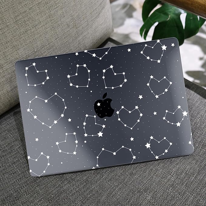 MEEgoodo Case for MacBook Pro 13 inch Case 2022 2021 2020 A2338 M2/M1 A2251 A2289, Laptop Hard Shell with Keyboard & Camera Cover Compatible with 13 inch MacBook Pro,Constellations & Hearts