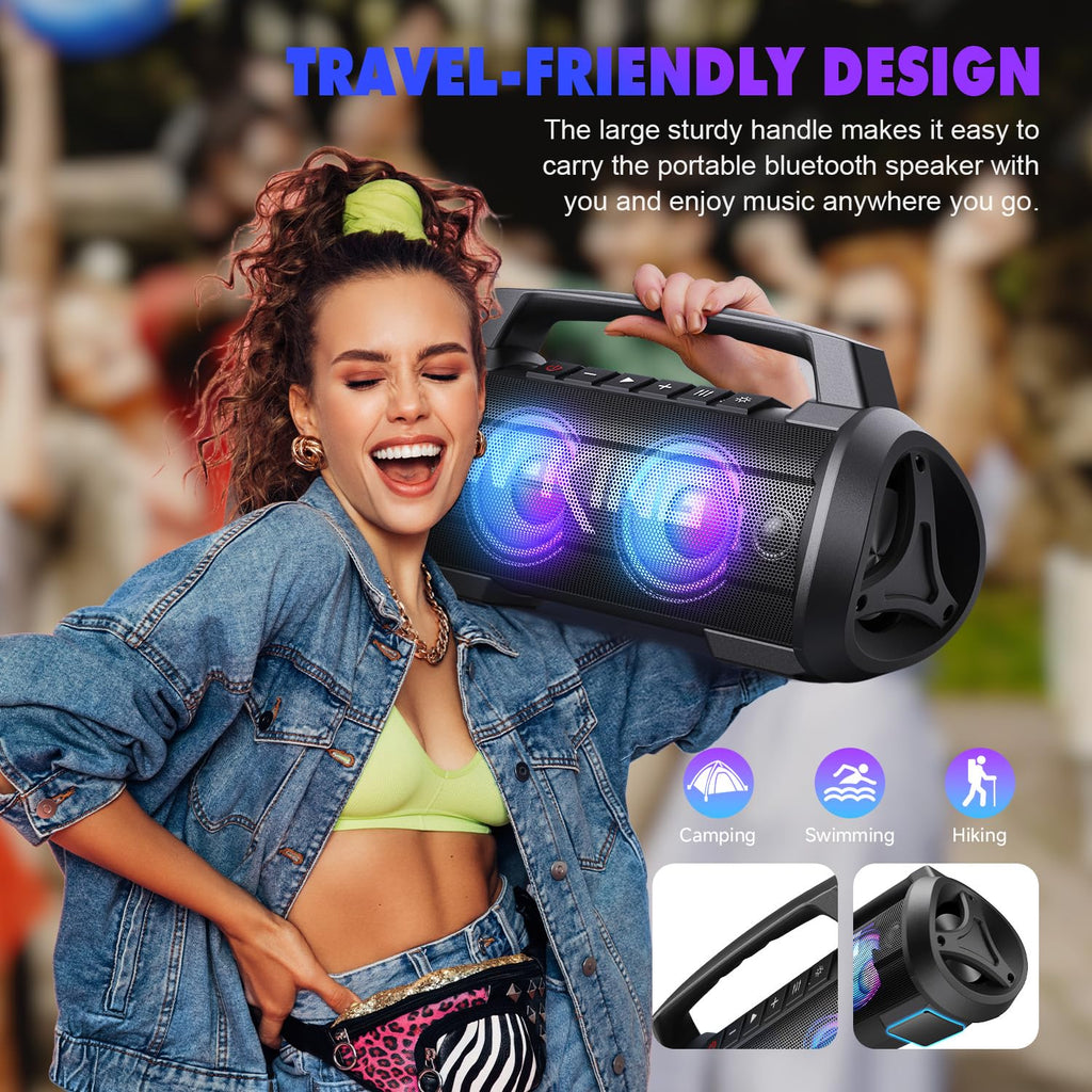 W-King Portable Bluetooth Speaker, 120W Peak Loud Bass Boombox Outdoor