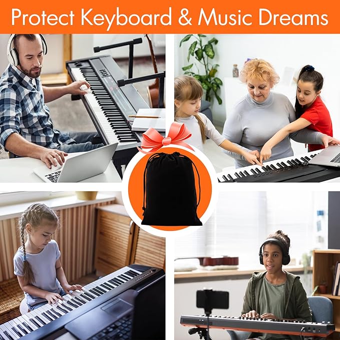88 Keys Piano Keyboard Dust Cover, Music Dirt Proof Stretchy Electronic Keyboard Cover With Durable Elastic & Cord Lock Must Have Piano Accessories