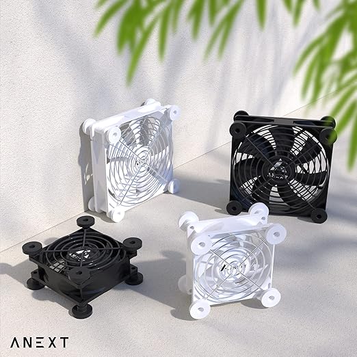 ANEXT, USB Fan, USB Computer Fan, Silent Fans for Receiver DVR PlayStation Xbox Computer, (80mm, Black Dual Packs)