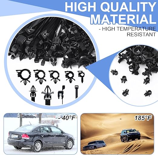 200pcs Car Wire Loom Routing Clips Push Mount Cable Tie Assortment 15 Sizes Car Harness Routing Clips Universal Wiring Harness Clip Replacement Parts for Automotive