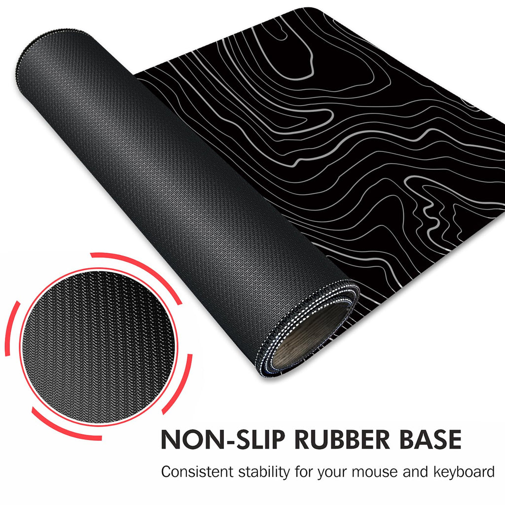 Galdas Mouse Pad For Gaming,XXL XL Large Mouse Mat Long Extended MousePad Desk Mat Non-Slip Rubber Mice Pads Stitched Edges Thin (31.5 x 11.8 x 0.12 Inches) Topographic Map
