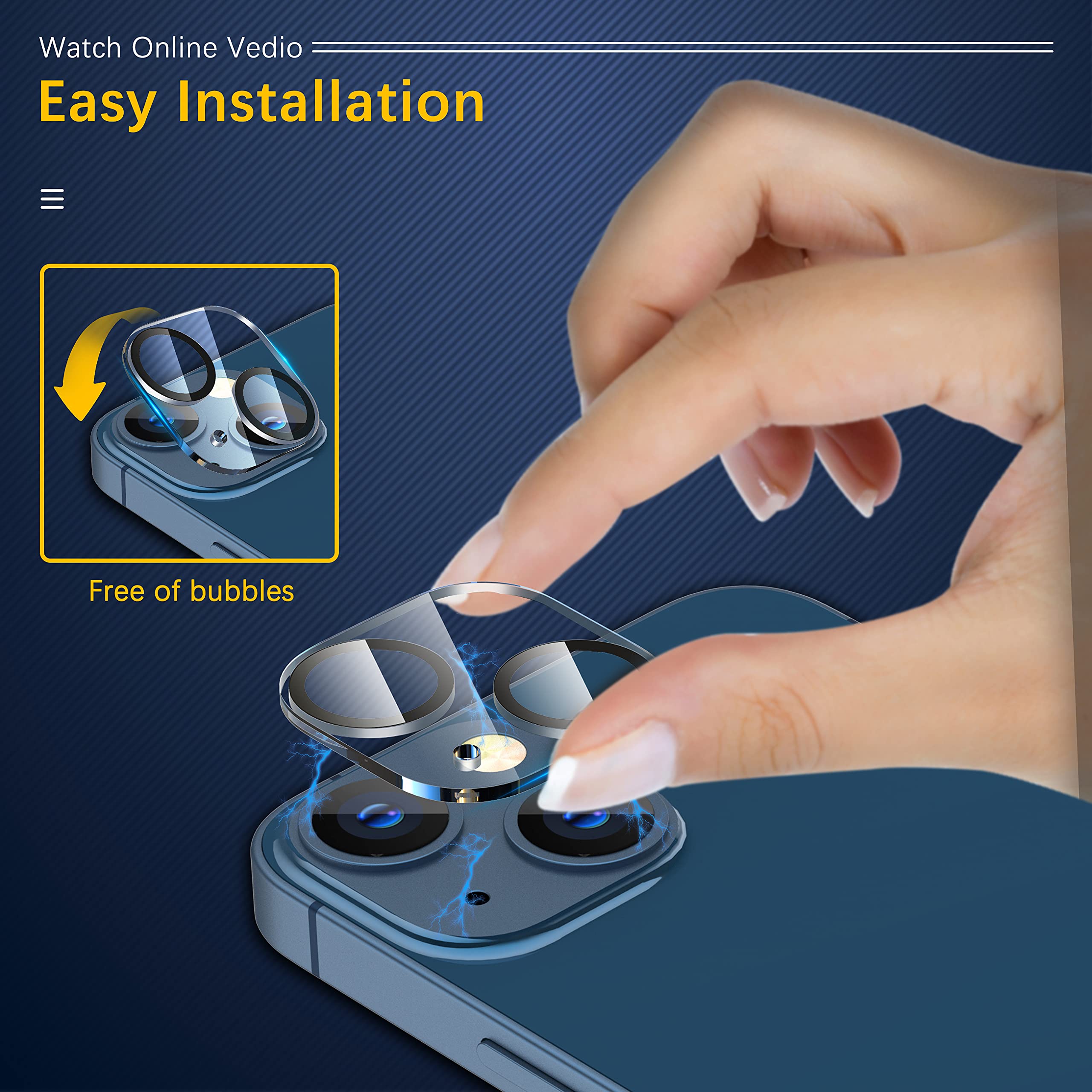 UniqueMe for iPhone 13 6.1"/13 Mini 5.4" Camera Lens Protector-Black Circle