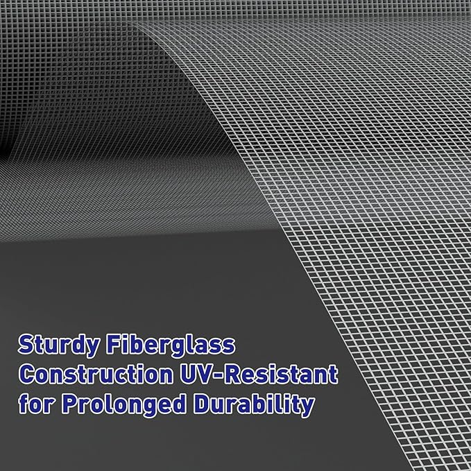 MAGZO Window Screen Replacement Mesh 48"W x 99"L - DIY Adjustable Polyester Pet Proof Screen Door Mesh for Patio Sliding Doors Window Screen Repair Kit, Durable, Washable, Gray