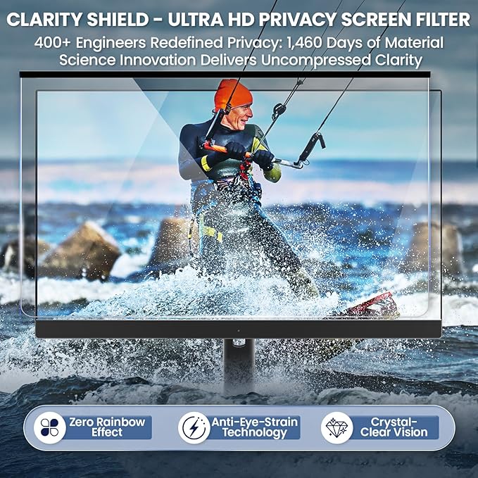 Magnetic 22 Inch Privacy Screen for Frameless Computer Monitor 16:10 Aspect Ratio,Hanging Blue Light Screen Protector Eye Protection Anti-Spy Shield, 22in Removable Privacy Filter