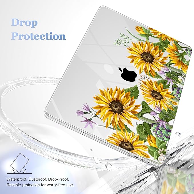 for MacBook Pro 16 inch Case 2019 2020 Release Model A2141, Plastic Hard Shell Cover with Keyboard Cover & Screen Protector for MacBook Pro 16 inch with Touch Bar & Touch ID, Sunflowers