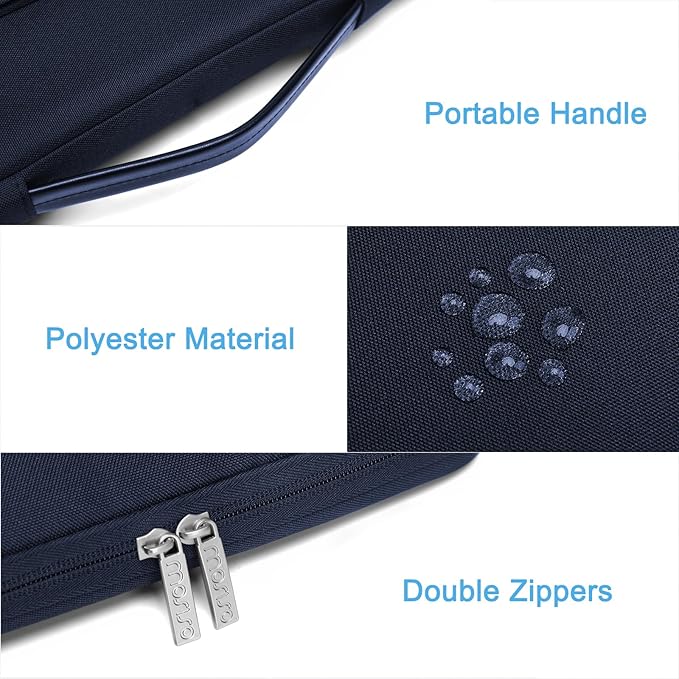 MOSISO 360 Protective Laptop Case 16 inch, 15-15.6 inch Laptop Sleeve Compatible with MacBook Pro 16, HP Acer Dell Lenovo ASUS Notebook, Side Open Bag with 2 Raised&1 Flapover Pockets, Navy Blue