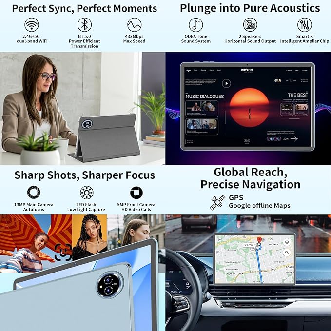 Android 15 Tablet, 11 inch Tablet with Keyboard, 24GB+128GB, 1TB Expand, Octa-Core, 2.4G/5G WiFi, 8000mAh, BT V5.0, GMS Certified, IPS Touch Screen, GPS, 2 in 1 with Case, Mouse, Stylus(Green)