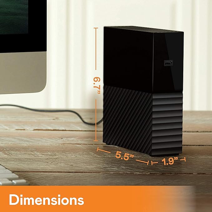 WD 12TB My Book Desktop External Hard Drive, USB 3.0, External HDD with Password Protection and Auto Backup Software - WDBBGB0120HBK-NESN