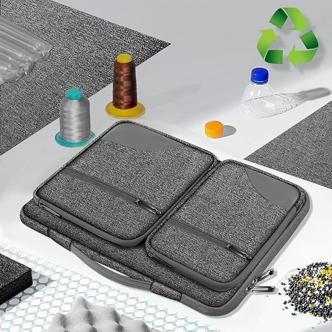 Hseok Laptop Case 15 15.6 16 inch Sleeve with Handle and Hidden Strap,Compatible with MacBook Pro 15.4 16, 360° Protective PC Briefcase with 4 Pockets for Laptop Accessory,Easy to Carrying, Grass ash