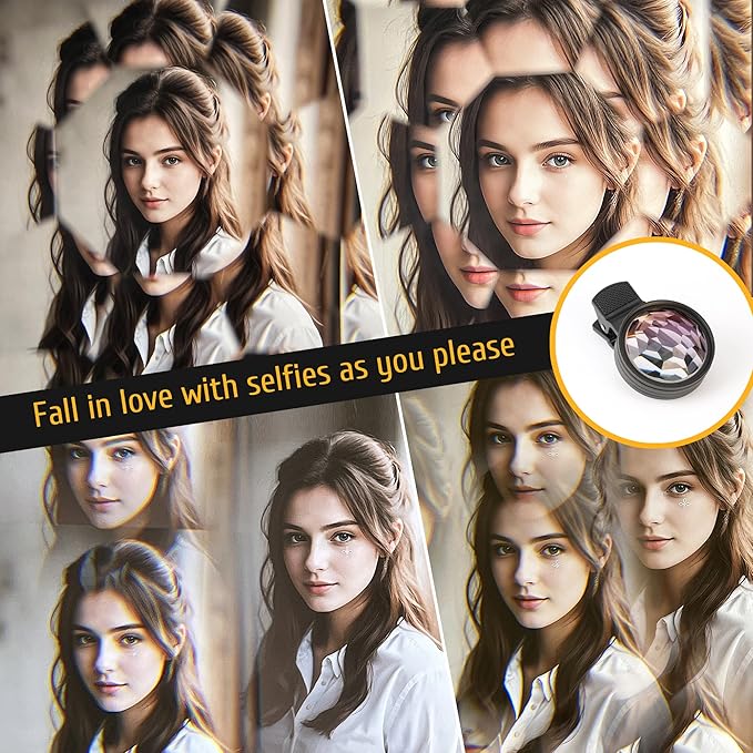 Kaleidoscope Prism Lens for iPhone & Android – Clip-On Multi Refraction Filter Lens for Mobile Photography, K9 Optical Glass Creative Phone Camera Attachment