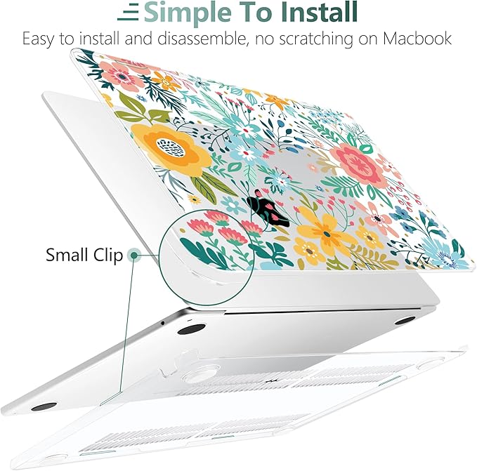 TWOLSKOO Compatible with M4 MacBook Air 15 inch Case 2025-2023 Released Model M4 A3241 M3 A3114 M2 A2941, Plastic Hard Shell & Screen Protector & Keyboard Cover & Trackpad Film, Abstract Flower