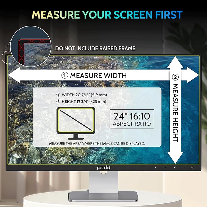 [2 Pack] 24 Inch Privacy Screen for Computer Monitor 16:10 Aspect Ratio, Eye Protection Anti Blue Light Glare Shield, 24inch Removable Black Blackout Anti Spy Desktop Security Private Filter