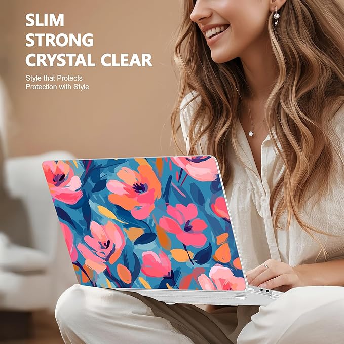 for MacBook Pro 16 inch Case 2019 2020 Release Model A2141, Plastic Hard Shell Cover with Keyboard Cover & Screen Protector for MacBook Pro 16 inch with Touch Bar & Touch ID, Flowers Print