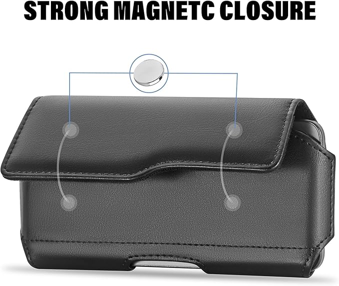 Holster Case for iPhone 15/15, 14/14, 13/13, 12/12, XR, Samsung Galaxy S24/S23/S22/S21, Phone Pouch Holder with Belt Clip and Flip Cover (Fits Otterbox Commuter Case) - Black