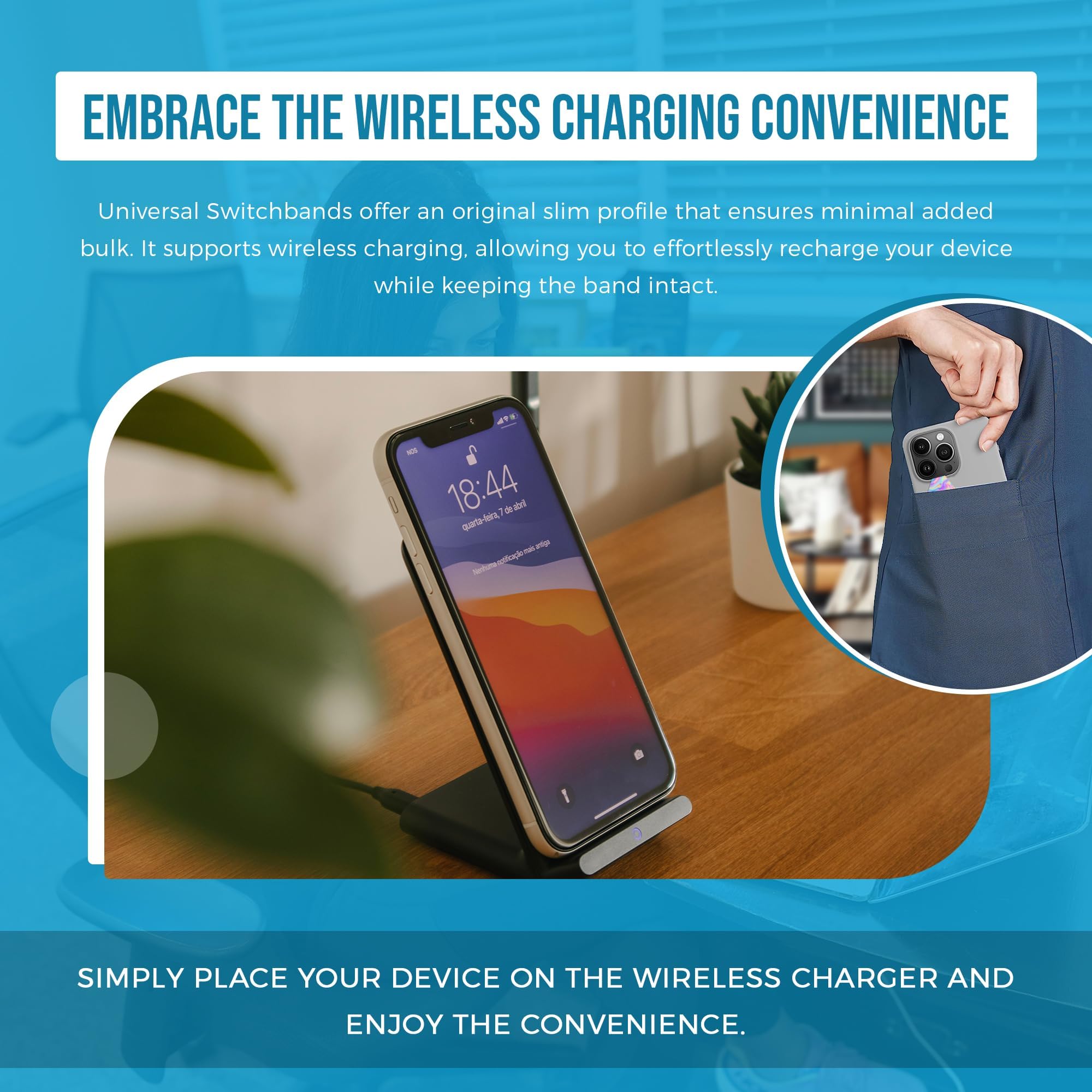 Switchbands Aesthetic Color Phone Grip Strap – Reversible Elastic Strap, Adhesive-Free, Ergonomic Hand Support, Anti-Theft Phone Strap, Wireless Charging Compatible, Universal Fit – Sherbert Sunset