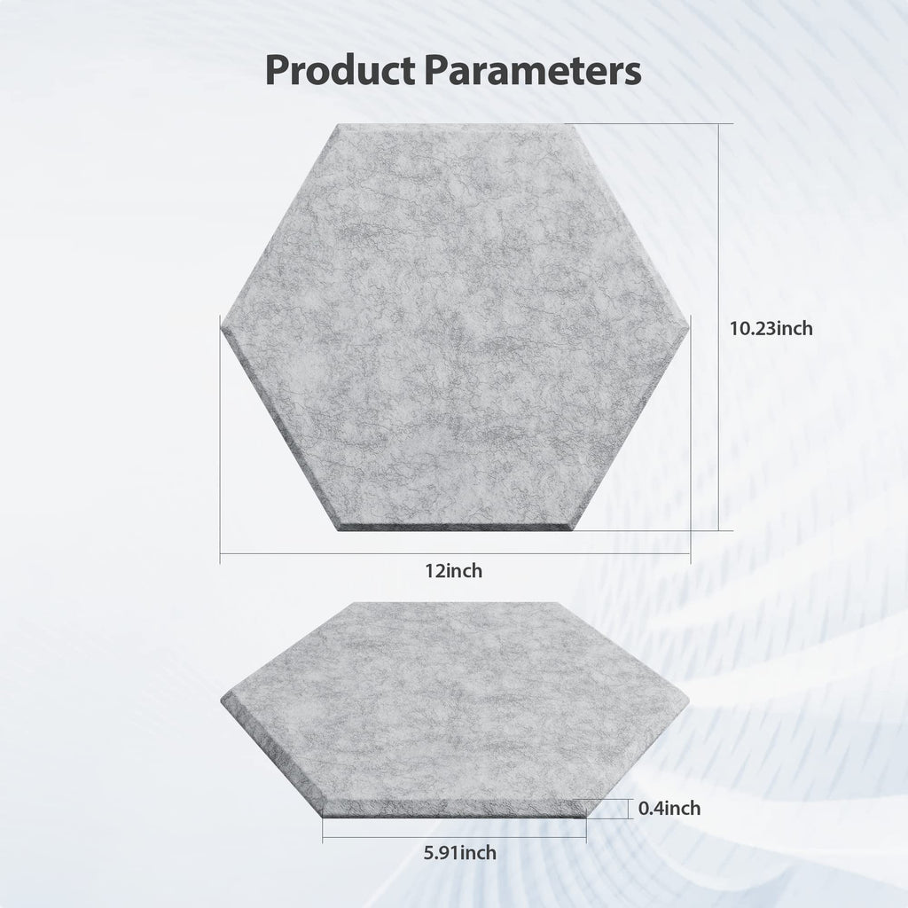 Amantech 12 Pack Acoustic Panels Self Adhesive Sound Proof Foam,High Density Sound Acoustic Foam Panel,12X10.23X0.4 Inch Hexagon Wall Panels in Home,Office,Reccording Room,Studio(Silver Gray)