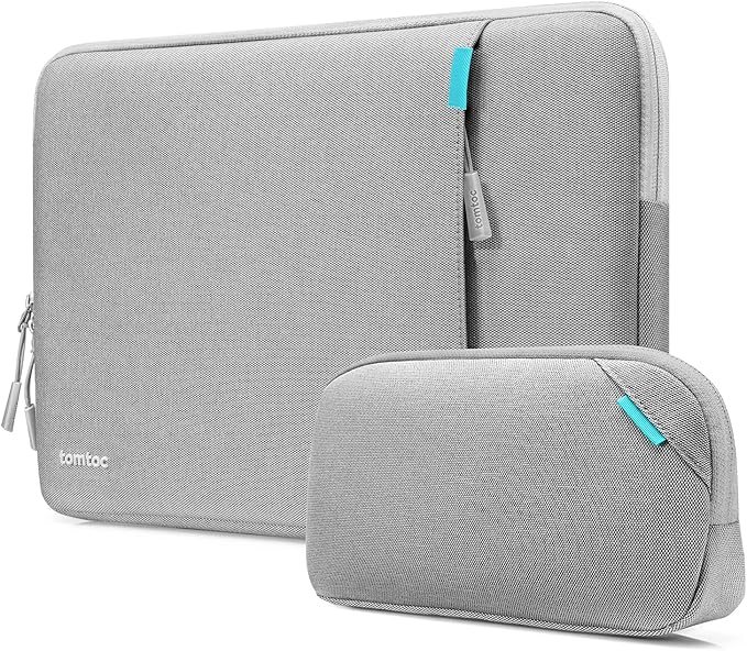 tomtoc 360 Protective Laptop Sleeve Set for 13-inch MacBook Air M4/A3240 2025, M3/A3113, M2/A2681 M1/A2337, 13-inch MacBook Pro M2/A2686 M1/A2338, Water-Resistant Laptop Case with Accessory Pouch