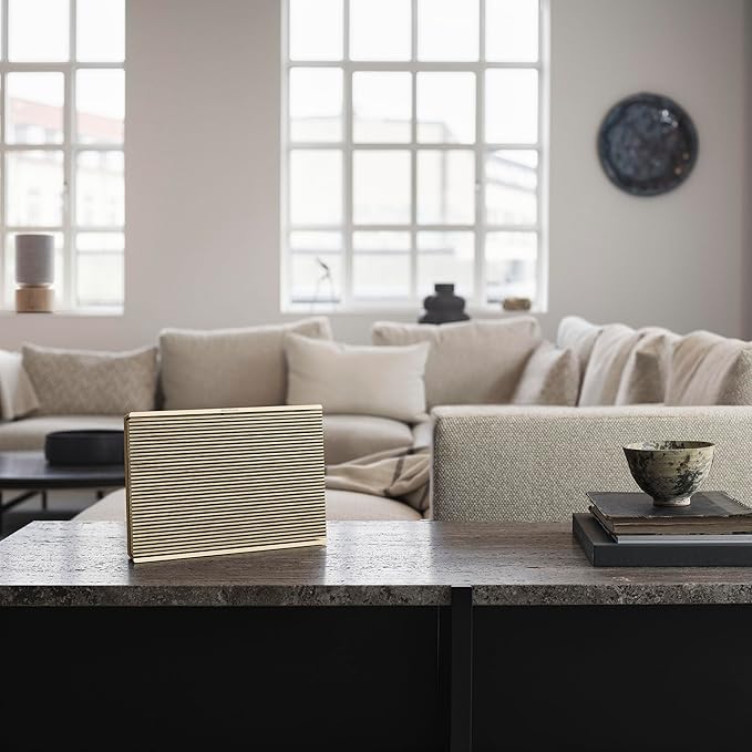 Bang & Olufsen Beosound Level Portable Wi-Fi Multiroom Speaker, Gold Tone/Light Oak