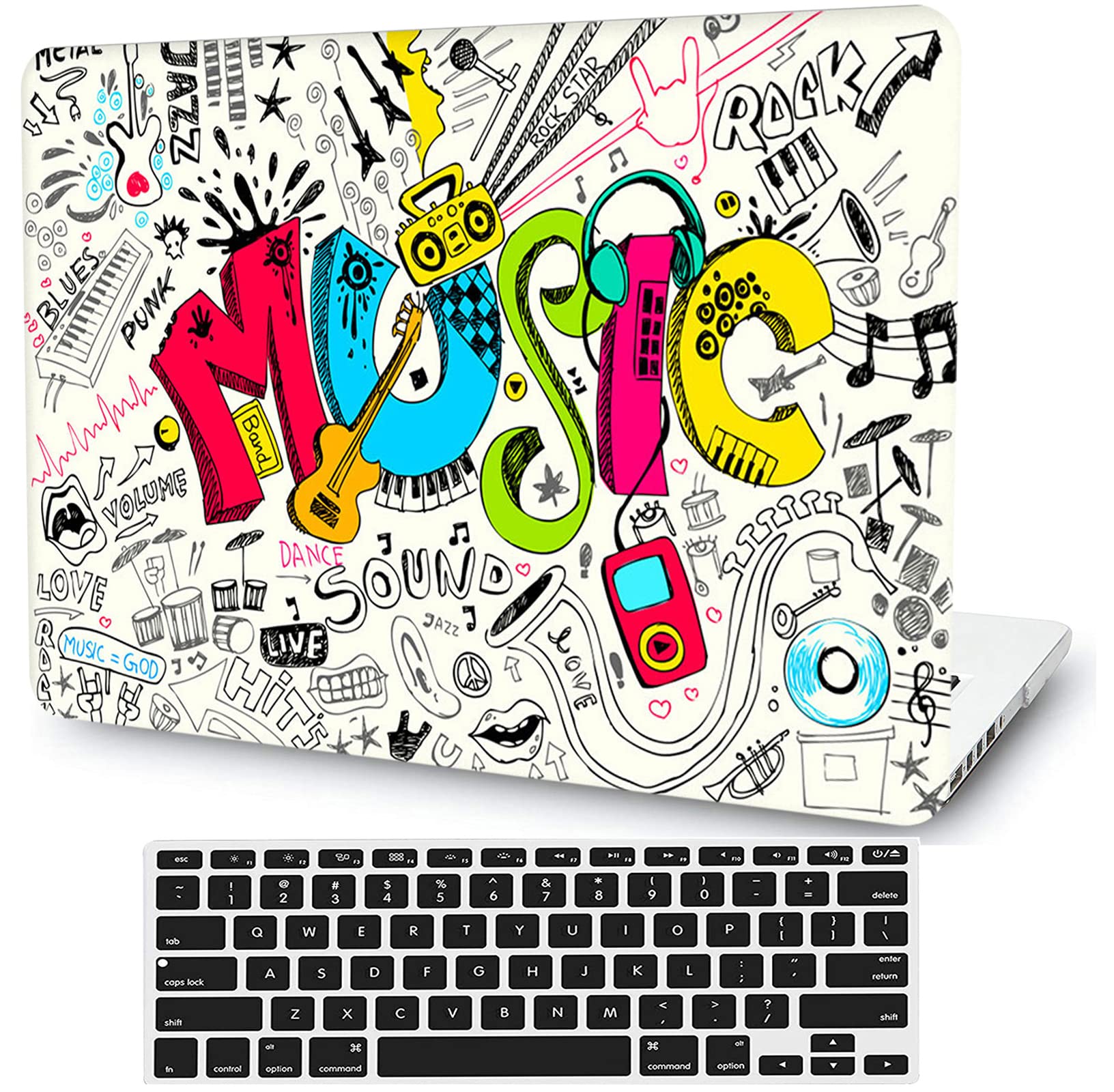 Creativity Music Laptop Shell Compatible with MacBook Air 13 Inch Case 2017 2016 2015 2014 2013 2012 2011 2010 A1466/A1369, AMCJJ Plastic Hard Cover Shell Case & Keyboard Cover &Screen Protector
