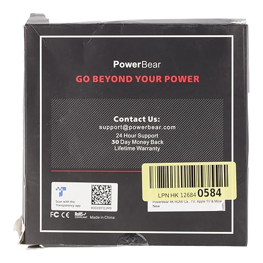 PowerBear 4K HDMI Cable 6 ft | High Speed, Braided Nylon & Gold Connectors, 4K @ 60Hz, Ultra HD, 2K, 1080P, ARC & CL3 Rated | for Laptop, Monitor, PS5, PS4, Xbox One, Fire TV, Apple TV & More