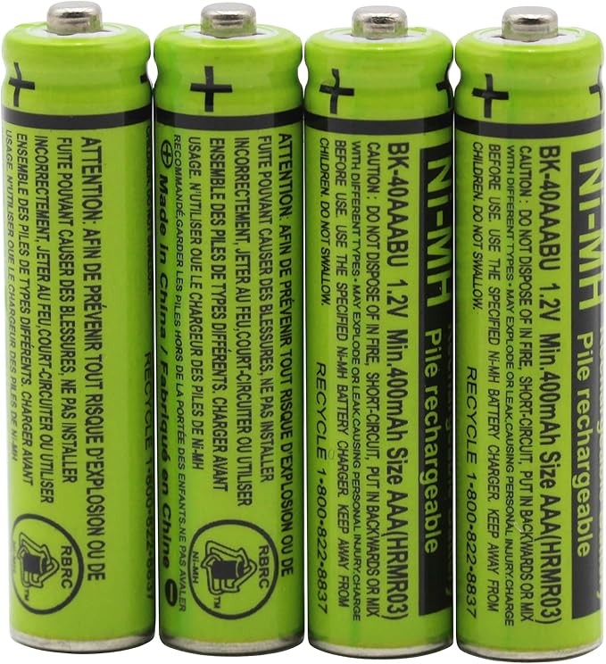 4-Pack BK-40AAABU 1.2V 400mAh Replacement Battery Pack for Panasonic Cordless Phone Handset BK40AAABU