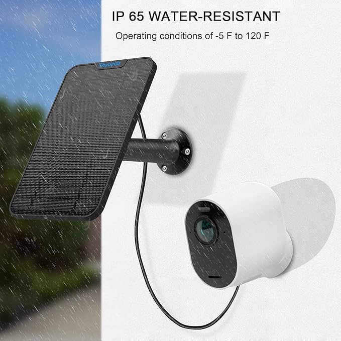 4W Solar Panel Charging Charger Compatible with Arlo Pro 3/Pro 4/Pro 5S 2K/Ultra/Ultra 2 /Go 2 only, 13.1ft Waterproof Charging Cable, IP65 Weatherproof Secure Wall Mount (3-Pack)
