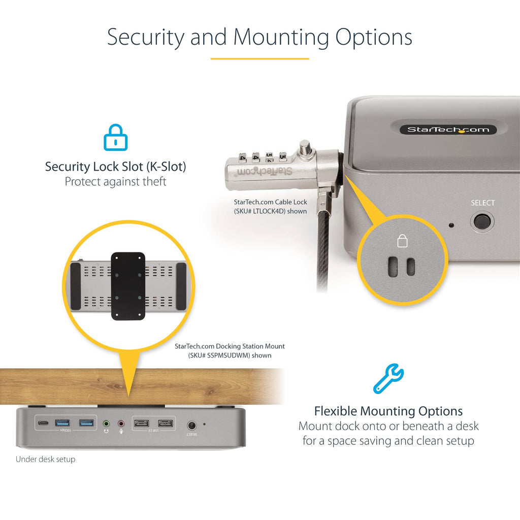 StarTech Dual-Host USB-C KVM Dock, Dual 4K 60Hz DisplayPort, GbE, 90W, TAA