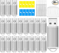 USB Thumb Drive 1GB Flash Drives 20 Pack, Nicepicten Memorias USB 2.0 Memory Stick Fat Flash Zip Drive 1 GB Jump Drives Multipack Pendrive with Landards and Lables (Sliver 1GB, 20 Pieces)