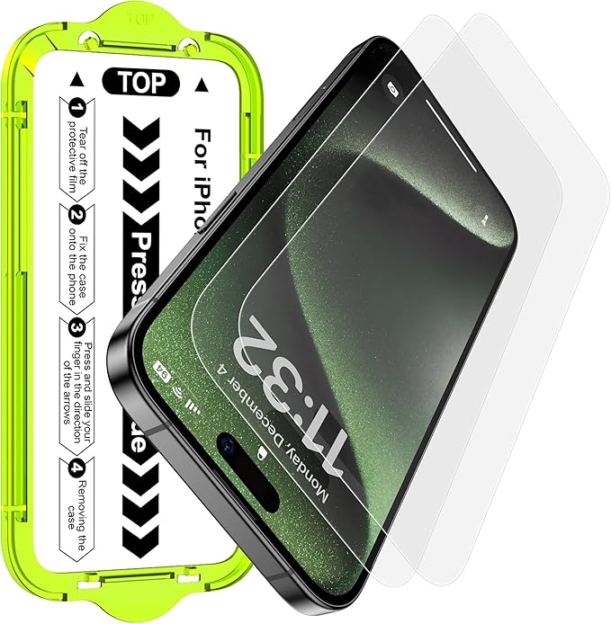 Esanik for iPhone 15 Pro Matte Glass Screen Protector [Auto-alignment] Anti-Glare & Anti-Fingerprint,Anti-Reflection,Bubble Free, Smooth as Silk