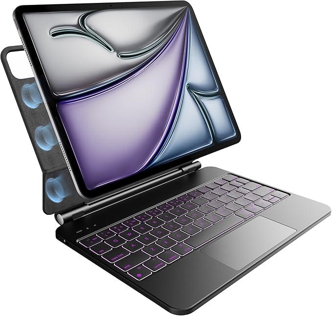 nimin Keyboard Case for 2024 iPad Air 13 and iPad Pro 12.9 6th, 5th, 4th, 3rd Gen,Magic Keyboard for iPad Pro 12.9, Trackpad,Magnetic Attach,7-Color Backlight, Auto Sleep/Wake,Obsidian Black