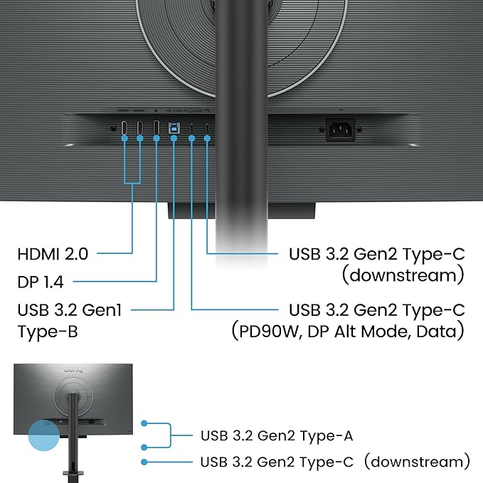BenQ RD320UA 32” 4K 3840x2160 Programming Monitor with 2000:1 Contrast Ratio, Nano Matte Panel, MoonHalo, 90W USB-C, Coding Modes, Night Hours Protection, Ergonomic Stand, and Eye-Care Technology