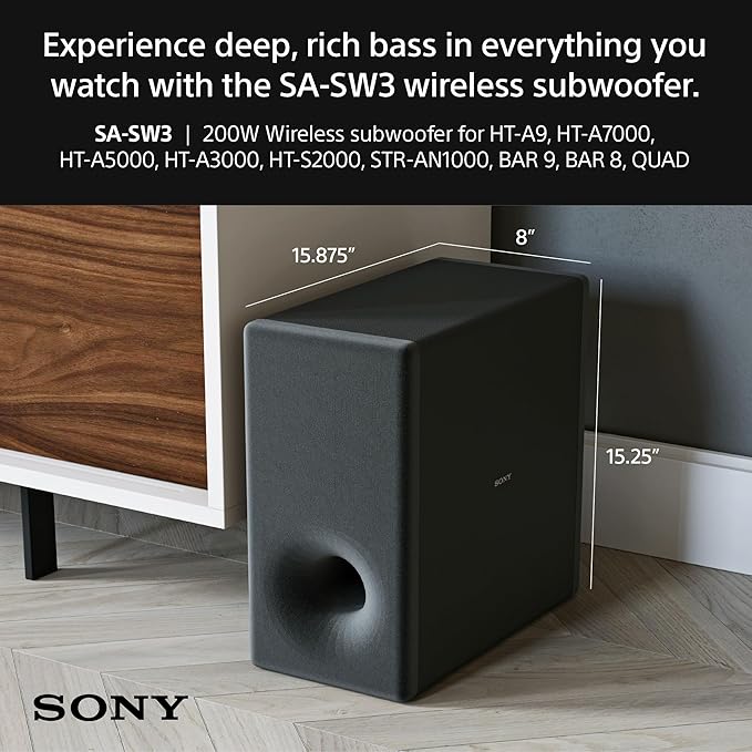Sony BRAVIA Theater Quad Home Theater Surround Sound System and SA-SW3 Wireless Subwoofer