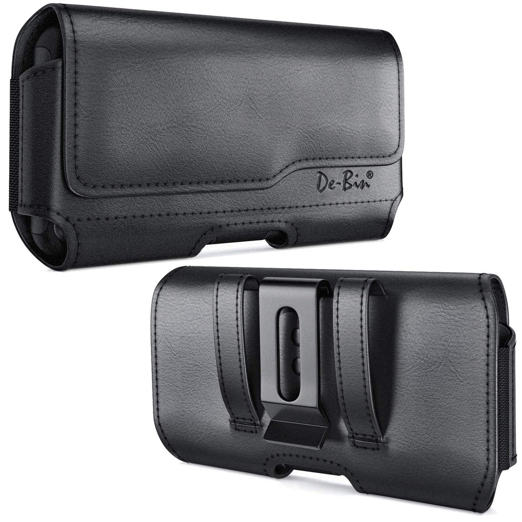 DeBin Case for Galaxy S25 Ultra S24 Ultra 5G, S24 FE, S23 Ultra, S22 Ultra, S21 Ultra, Note 20 Ultra - Cell Phone Belt Holster with Clip Pouch Holder Cover (Fits Samsung Phone with Case on) Black
