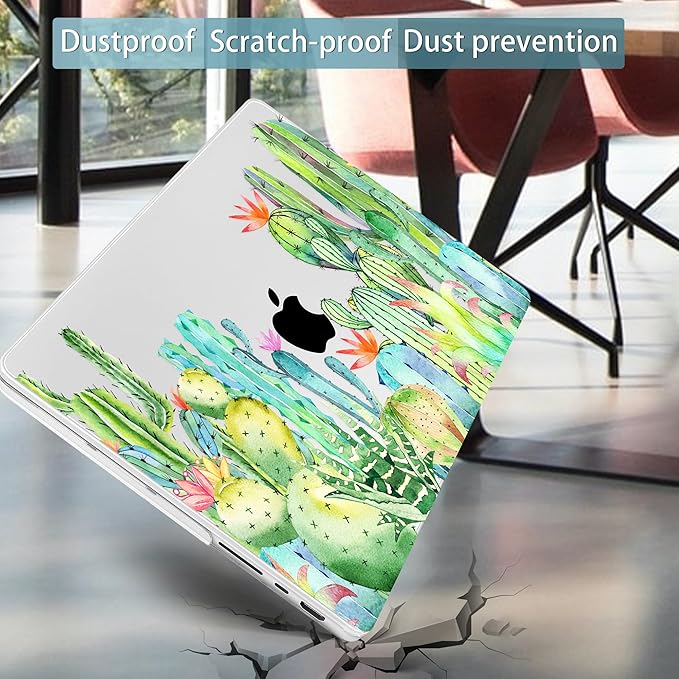 Mektron Case for MacBook Pro 16" M4 A3403 A3186 M3 A2991 M2 A2780 M1 A2485 (2021/2023/2024) Pro/Max with Touch ID, Hard Shell Plastic Laptop Cover Keyboard Cover Screen Protector, Watercolor Cactus