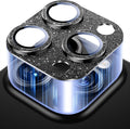 Uyiton Compatible with iPhone 16 Pro/iPhone 16 Pro Max Camera Lens Protector - [Not Easy to Break][Strong Adsorption][Case-Friendly] Metal Tempered Glass Rear Camera Screen Cover - Glitter Black