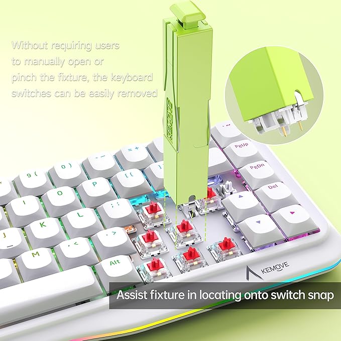 KEMOVE P10 2-in-1 Switch Puller Keycap Puller for Mechanical Keyboard, 304 Stainless Steel Key Switch Keycap Puller, Easily Remove and Replace Gaming Keyboard Switches and keycaps - Green