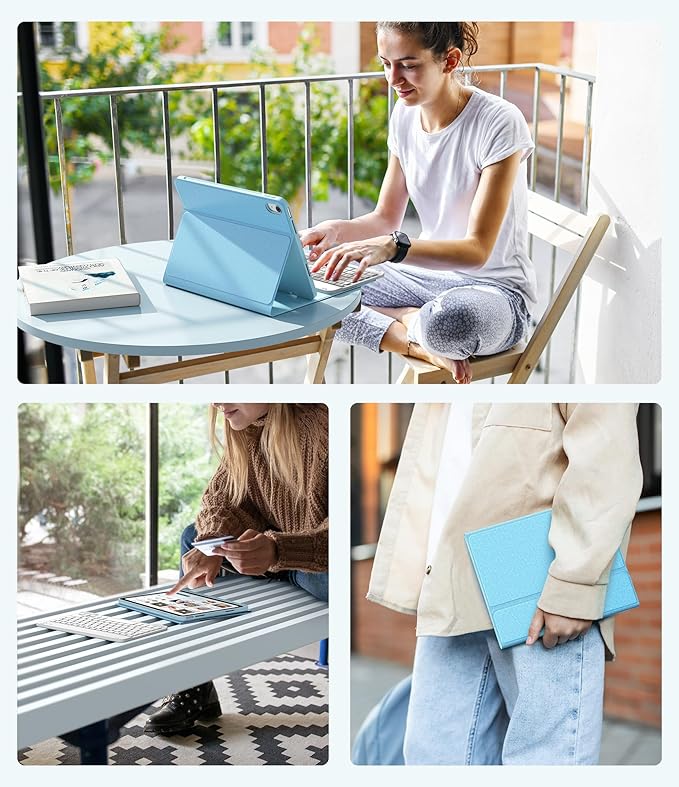 CHESONA Keyboard Case for iPad (A16) 11th/10th Generation (2025/2022), Detachable Wireless Keyboard, Stand Folio Keyboard Cover with Pencil Holder, Thin & Light (Blue)