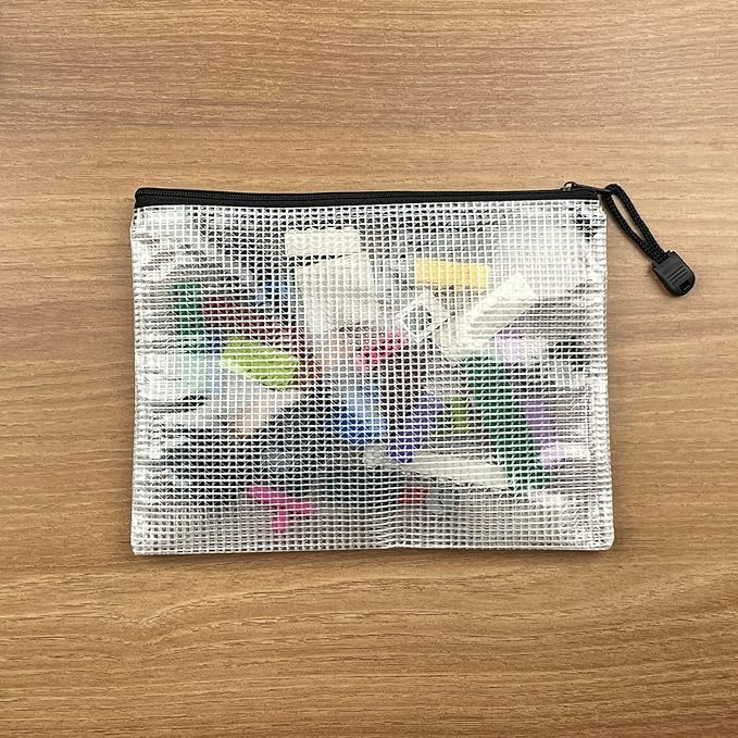 Oaimyy-4 x 6-20 Pcs-Plastic Mesh Zipper Pouch Document Folders Bag Zip File Bags for Office Supplies,Home,Travel Storages,Puzzle Board Games Storage- (Black)