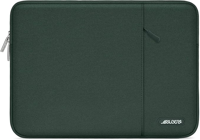 MOSISO Laptop Case 15 inch, 15 inch Laptop Sleeve Compatible with MacBook Air 15 M4 A3241 M3 A3114 M2 A2941 2025 2024 2023,Dell XPS 15,Polyester Vertical Computer Sleeve Bag with Pocket,Midnight Green