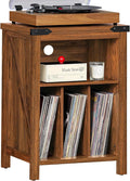 Record Player Stand with Vinyl Record Storage Holds up to 160 Albums,Large Wood Record Player Table Dispaly Shelf，Brown Turntable Stand Cabinet for Living Room,Bedroom,Office 7