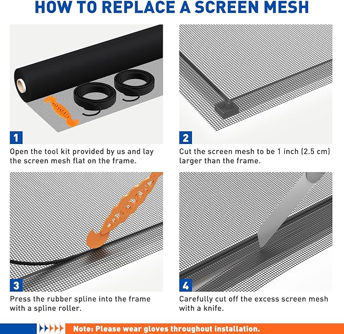 MAGZO Window Screen Replacement Mesh Roll, 37.4in × 16.4ft Heavy Duty Upgraded Polyester Mesh for Screen Door Repair Kit, Ventilated & Durable, Ideal for Sliding Patio Porch Doors & DIY Projects