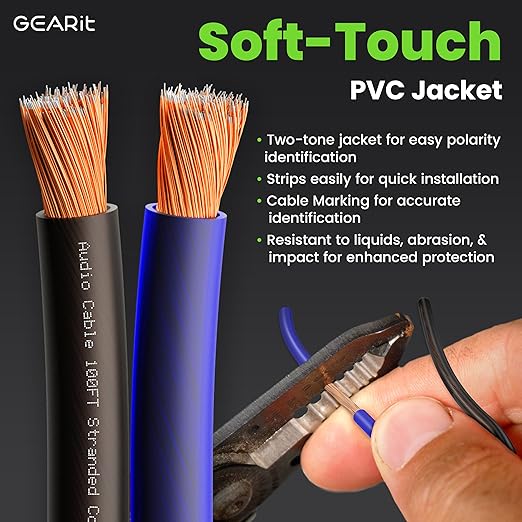GEARit Speaker Wire 14 Gauge, Speaker Cable 100ft for Car Audio, Home Theater, CCA(Black Blue)