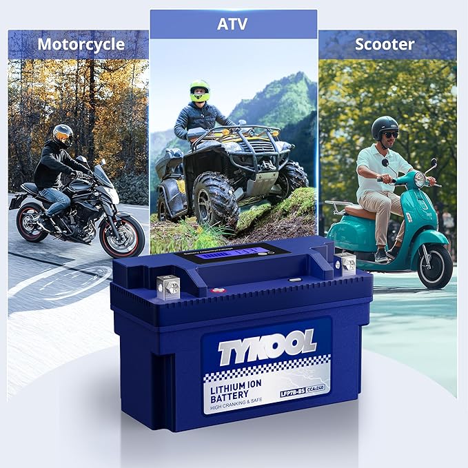 TYKOOL YT7B-BS, 240 CCA, 3X Cranking Amps,5X Life, High Performance Lithium LiFePO4 Motorcycle Battery,12V 4Ah,Fits for ATV,Fits for Ducati 1198cc,BRP (CAN-AM) 450cc ATV,Yamaha 125cc,150cc Scooter