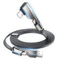 SHEZI 4-in-1 [Upgraded] USB C Cable 10FT Compatible with Lightning Cable 90 Degree, Long Fast Charging Flat Nylon Braided for iPhone 16/15 Charger Cord, Multi Charging Combo with L/USB C/USB A Ports