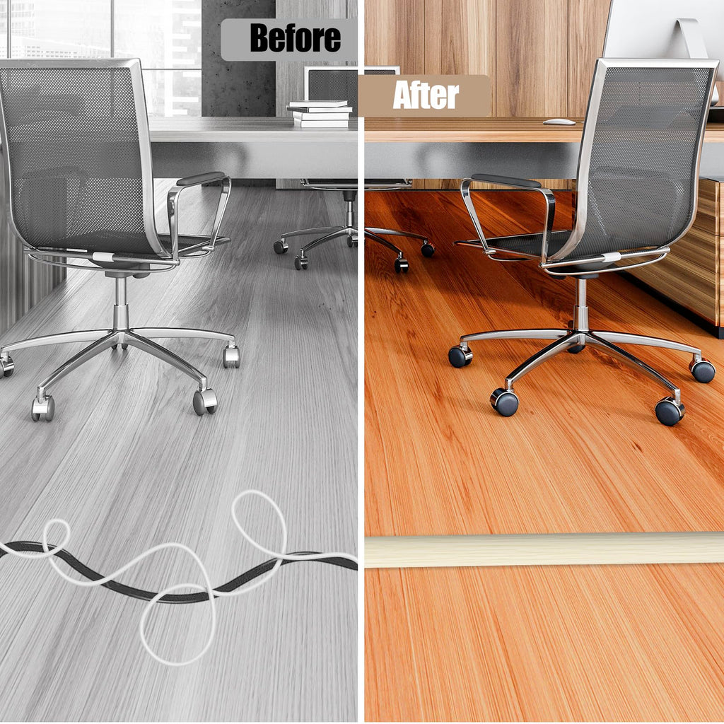 Floor Cord Cover Self Adhesive Cord Hider,10FT Cable Management, Extension Strip Protector for Wires, Prevent Cable Trips for Offices, Gyms, Exhibitions Cavity:0.51"(W) x 0.3"(H) Yellow Wood