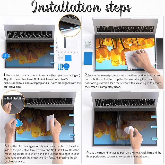Nano Laptop Privacy Screen 15.6 Inch 16:9, No Glue Computer Monitor Privacy Shield, Matte Anti Glare Blue Light Filter Compatible with Lenovo Hp Dell Acer Asus Thinkpad Envy Xps