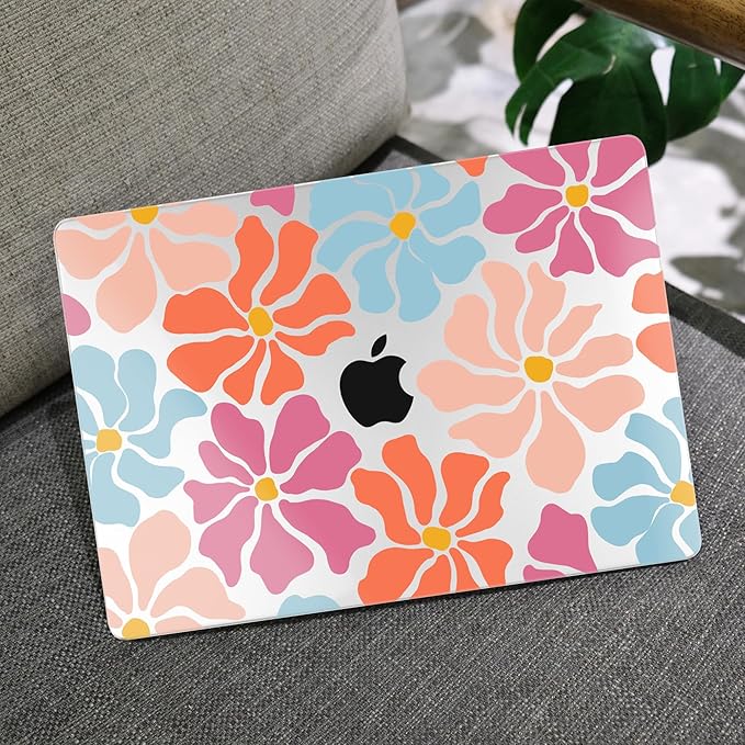 MEEgoodo for M4/M3/M2 MacBook Air 15.3 inch Case 2025 2024 2023, Case Fit Model (A3241/A3114/A2941) for MacBook Air 15 inch, Laptop Hard Shell with Keyboard Cover, Minimalist Style Floral
